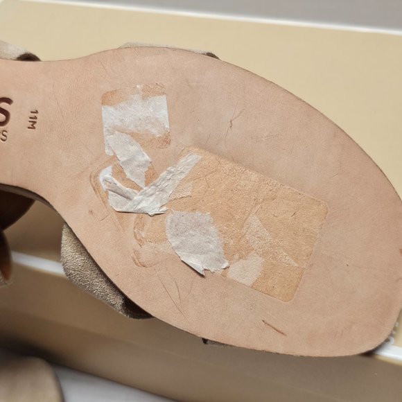 New Womens Michael Kors Suede Light Camel Clear Chunky Heel Leather Soles 11 - Picture 14 of 15